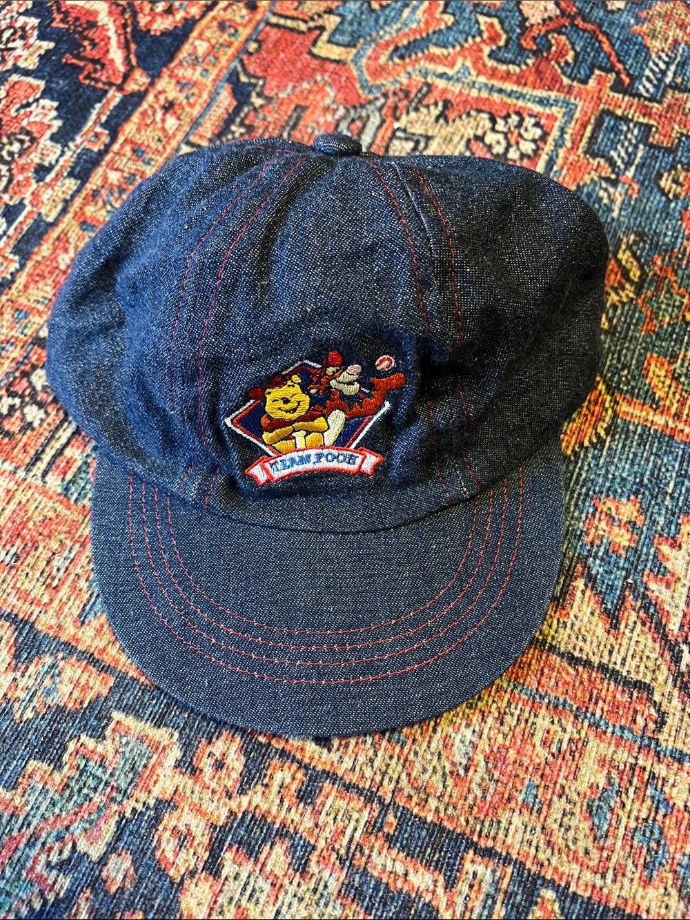 Winnieh the Pooh baseball toddler Disney hat with elastic back strap in denim